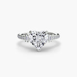 ÉCLAT Heart Cut Wide Pavé Solitaire Ring Setting in White Gold | SARATTI