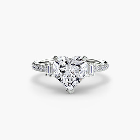 ÉCLAT Heart Cut Wide Pavé Solitaire Ring Setting in White Gold | SARATTI