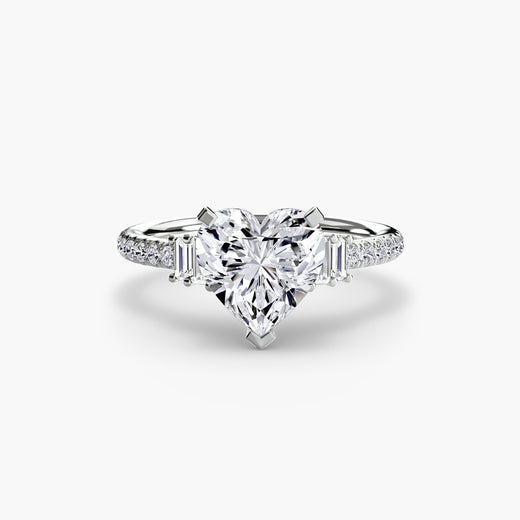 ÉCLAT Heart Cut Wide Pavé Solitaire Ring Setting in White Gold | SARATTI