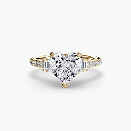 ÉCLAT Heart Cut Wide Pavé Solitaire Ring Setting in Yellow Gold | SARATTI