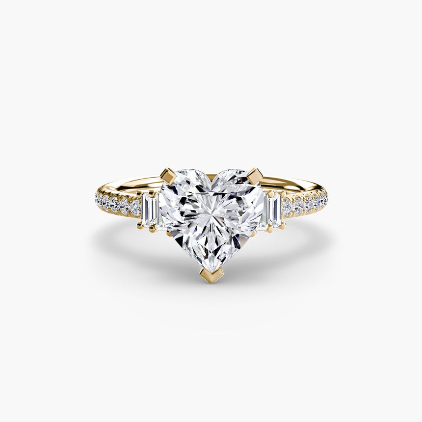 ÉCLAT Heart Cut Wide Pavé Solitaire Ring Setting in Yellow Gold | SARATTI