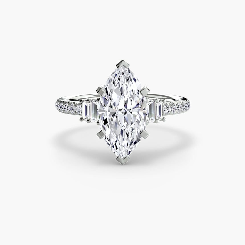 ÉCLAT – Marquise Cut Wide Pavé Solitaire Ring Setting in 950 Platinum | SARATTI