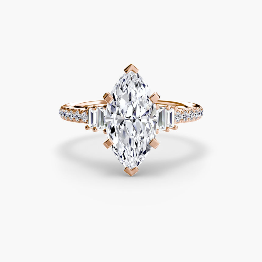 ÉCLAT – Marquise Cut Wide Pavé Solitaire Ring Setting in Rose Gold | SARATTI