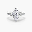 ÉCLAT – Marquise Cut Wide Pavé Solitaire Ring Setting in White Gold | SARATTI