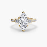 ÉCLAT – Marquise Cut Wide Pavé Solitaire Ring Setting in Yellow Gold | SARATTI