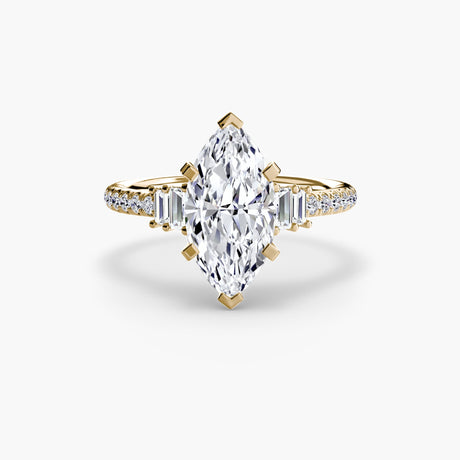 ÉCLAT – Marquise Cut Wide Pavé Solitaire Ring Setting in Yellow Gold | SARATTI