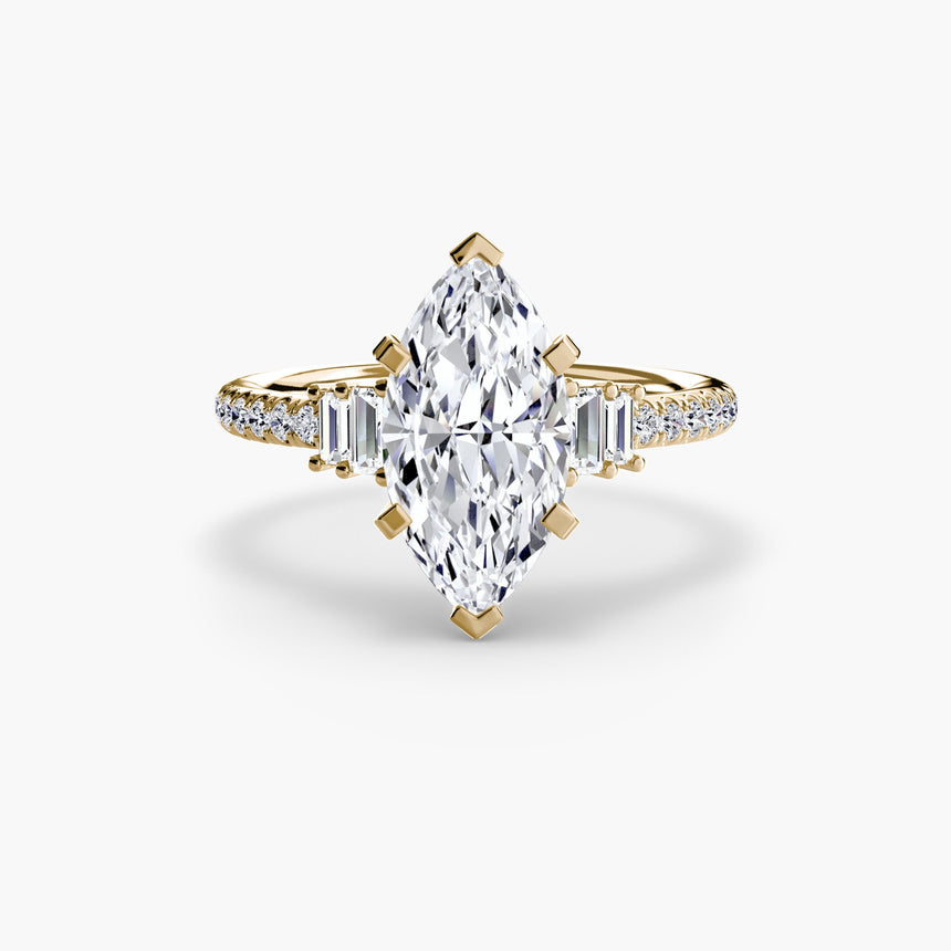 ÉCLAT – Marquise Cut Wide Pavé Solitaire Ring Setting in Yellow Gold | SARATTI