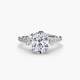 ÉCLAT Oval Cut wide pavé solitaire ring setting in 950 Platinum | SARATTI