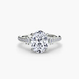ÉCLAT Oval Cut wide pavé solitaire ring setting in White Gold | SARATTI