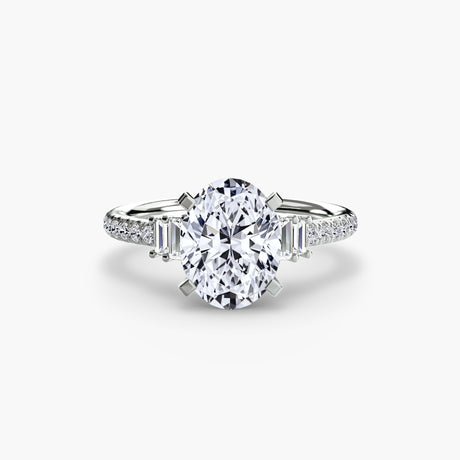 ÉCLAT Oval Cut wide pavé solitaire ring setting in White Gold | SARATTI