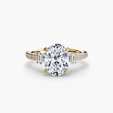 ÉCLAT Oval Cut wide pavé solitaire ring setting in Yellow Gold | SARATTI