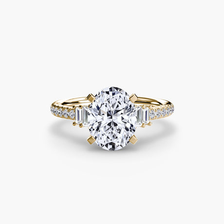 ÉCLAT Oval Cut wide pavé solitaire ring setting in Yellow Gold | SARATTI