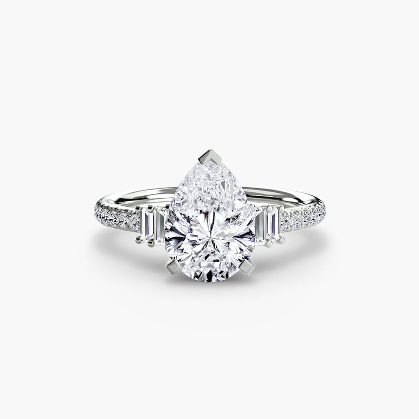 ÉCLAT – Pear Cut Wide Pavé Solitaire Ring Setting in 950 Platinum | SARATTI