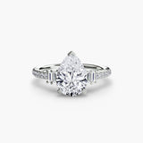 ÉCLAT – Pear Cut Wide Pavé Solitaire Ring Setting in White Gold | SARATTI