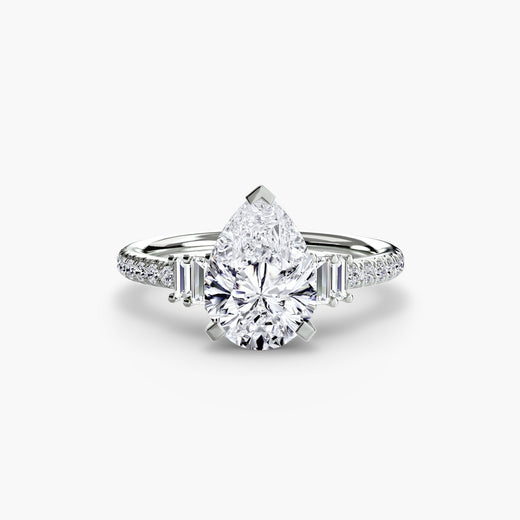 ÉCLAT – Pear Cut Wide Pavé Solitaire Ring Setting in White Gold | SARATTI