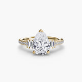 ÉCLAT – Pear Cut Wide Pavé Solitaire Ring Setting in Yellow Gold | SARATTI