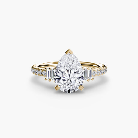 ÉCLAT – Pear Cut Wide Pavé Solitaire Ring Setting in Yellow Gold | SARATTI