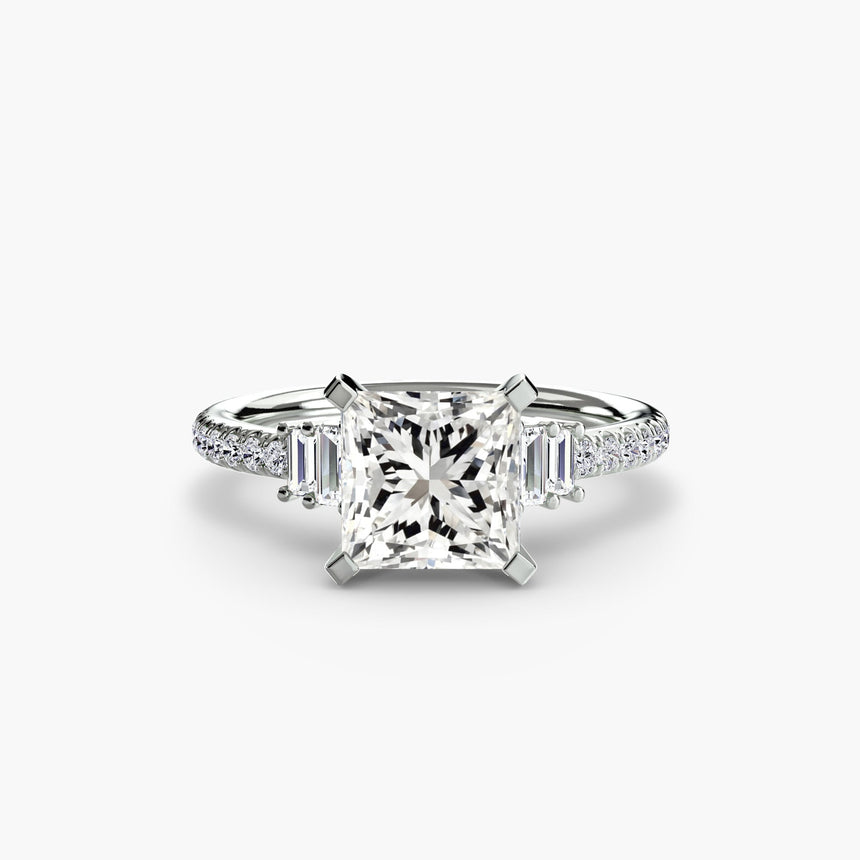 ÉCLAT – Princess Cut Wide Pavé Solitaire Ring Setting in 950 Platinum | SARATTI