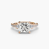 ÉCLAT – Princess Cut Wide Pavé Solitaire Ring Setting in Rose Gold | SARATTI