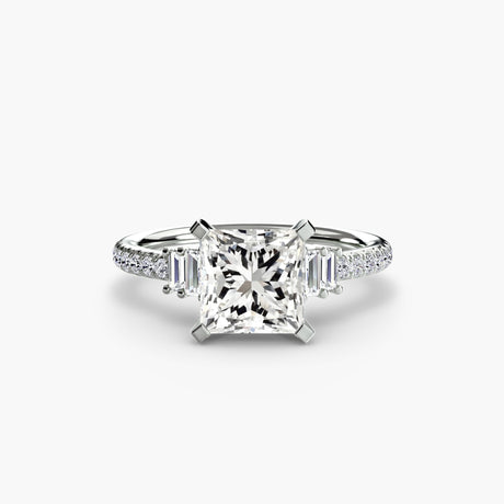 ÉCLAT – Princess Cut Wide Pavé Solitaire Ring Setting in White Gold | SARATTI