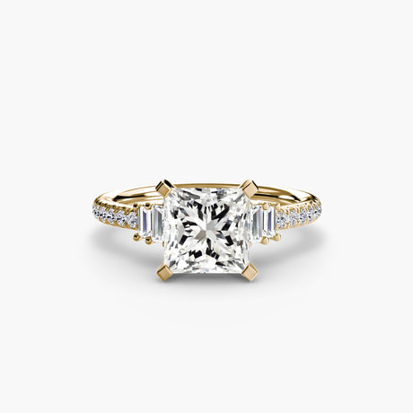 ÉCLAT – Princess Cut Wide Pavé Solitaire Ring Setting in Yellow Gold | SARATTI
