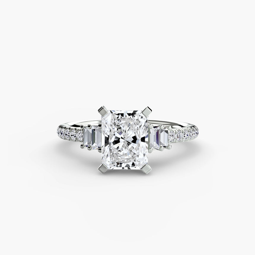 ÉCLAT Radiant Cut Wide Pavé Solitaire Ring Setting in 950 Platinum | SARATTI