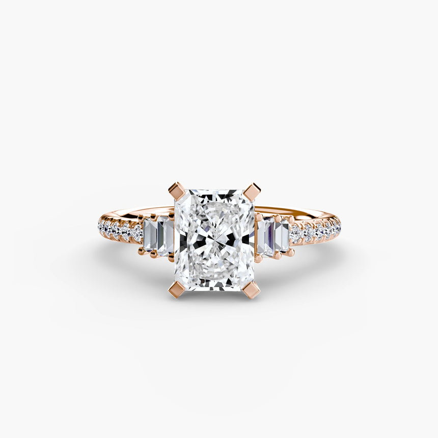 ÉCLAT Radiant Cut Wide Pavé Solitaire Ring Setting in Rose Gold | SARATTI