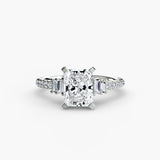 ÉCLAT Radiant Cut Wide Pavé Solitaire Ring Setting in White Gold | SARATTI