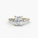 ÉCLAT Radiant Cut Wide Pavé Solitaire Ring Setting in Yellow Gold | SARATTI