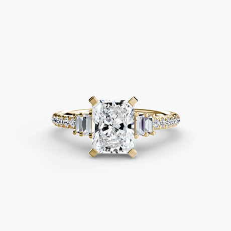 ÉCLAT Radiant Cut Wide Pavé Solitaire Ring Setting in Yellow Gold | SARATTI