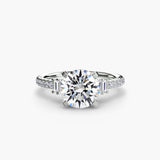 ÉCLAT – Round Cut Wide Pavé Solitaire Ring Setting in 950 Platinum | SARATTI