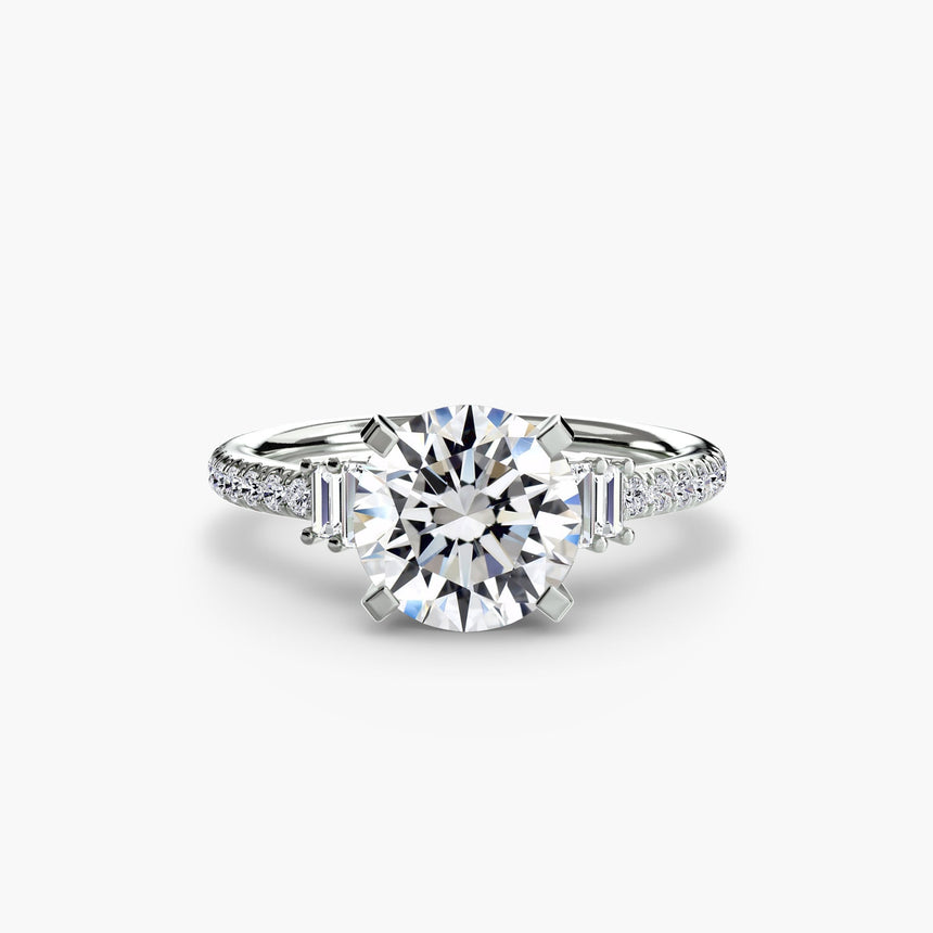 ÉCLAT – Round Cut Wide Pavé Solitaire Ring Setting in 950 Platinum | SARATTI