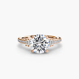 ÉCLAT – Round Cut Wide Pavé Solitaire Ring Setting in Rose Gold | SARATTI