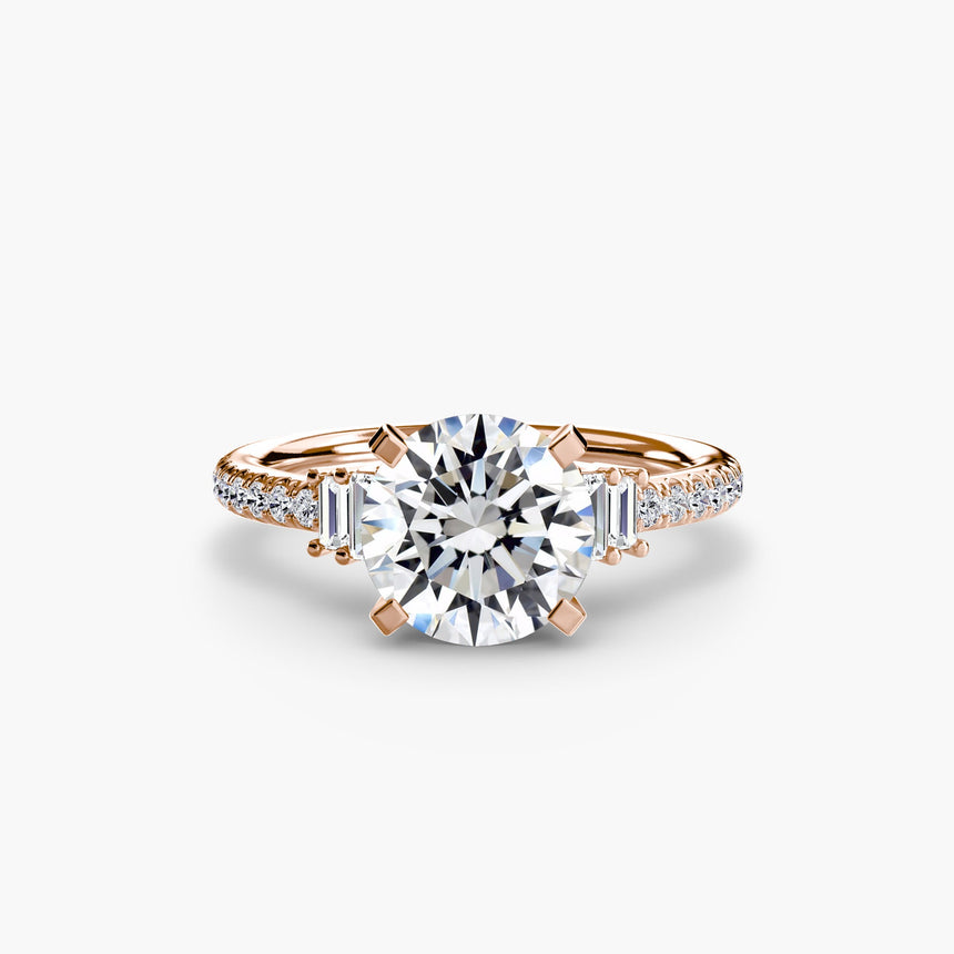 ÉCLAT – Round Cut Wide Pavé Solitaire Ring Setting in Rose Gold | SARATTI
