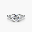 ÉCLAT – Round Cut Wide Pavé Solitaire Ring Setting in White Gold | SARATTI