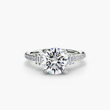 ÉCLAT – Round Cut Wide Pavé Solitaire Ring Setting in White Gold | SARATTI