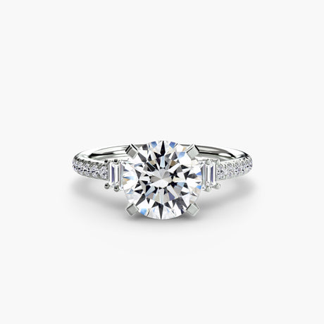 ÉCLAT – Round Cut Wide Pavé Solitaire Ring Setting in White Gold | SARATTI