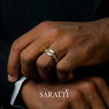 el cubano amarillo cuban link ring two tone 8mm | SARATTI  
