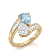 Élan Céleste – Pear Cut Aquamarine & Diamond Toi et Moi Ring Setting