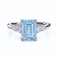 Élané – Emerald Cut Aquamarine Diamond Accent Ring Setting