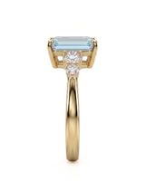 Élané emerald cut Aquamarine diamond accent ring setting in Yellow Gold, side profile | SARATTI