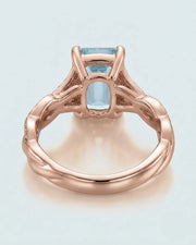 Elane Infinity Emerald Cut Aquamarine Diamond Ring Setting in Rose Gold, front view | SARATTI