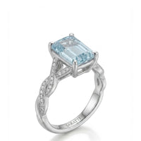 Elane Infinity – Emerald Cut Aquamarine Diamond Ring Setting