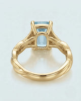 Elane Infinity Emerald Cut Aquamarine Diamond Ring Setting in Yellow Gold, rear gallery view | SARATTI