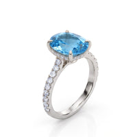 Elaris – Oval Cut Aquamarine Pavé Solitaire Ring Setting