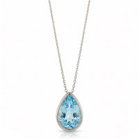 ELLORA – Pear Cut Aquamarine Bezel Necklace