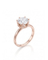 Estelle 1 carat F-colour round natural diamond crown solitaire ring in 18K rose gold, 45-degree hero view | SARATTI