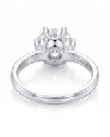 Estelle 1 carat F-colour round natural diamond crown solitaire ring in 18K white gold, underside view of crown setting | SARATTI