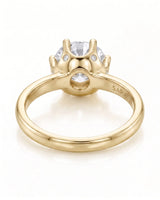 Estelle 1 carat F-colour round natural diamond crown solitaire ring in 18K yellow gold, underside view of crown setting | SARATTI