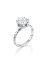 Estelle 1 carat F-colour round natural diamond crown solitaire ring in platinum, 45-degree hero view | SARATTI